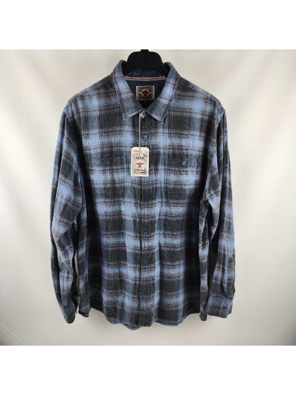 Desert Son Flag & Anthem Shirt Mens Blue Multi Plaid Button Up NWT